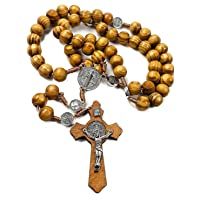 Rosario de San Benito de madera de olivo con medalla católica NR hecha a mano Jerusalén